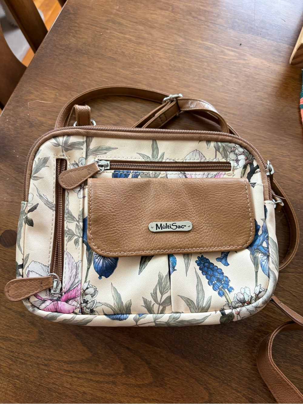 MultiSac Floral Crossbody Bag with Leather Accents